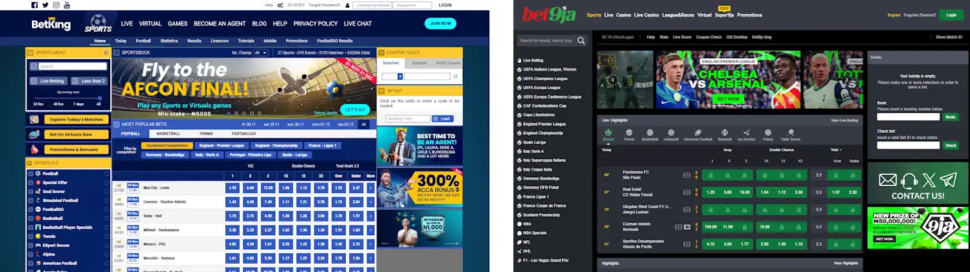 BetKing vs Bet9ja Screenshot